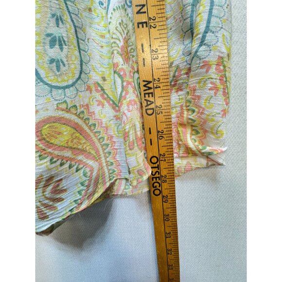 Zac & Rachel Off Shoulder Blouse Top Womens 2X Yellow Paisley Floral Smocked - Picture 8 of 13